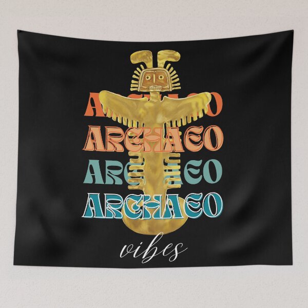 Item preview, Archeology Vibes - Anthropozoomorphic Prehispanic Artifact in Gold - Retro Art designed and sold by Carola-art.