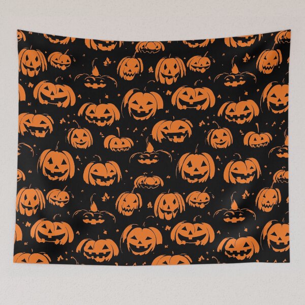 Item preview, Halloween Pumpkins Black and Orange Pattern designed and sold by Blue-Banana.