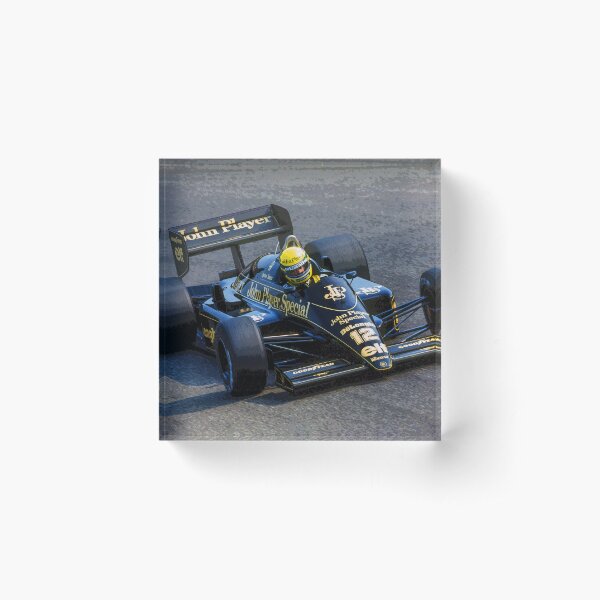 Item preview, Ayrton Senna racing his 1985 97T F1 racecar through the corners abstract oil designed and sold by Rodissimus1984.