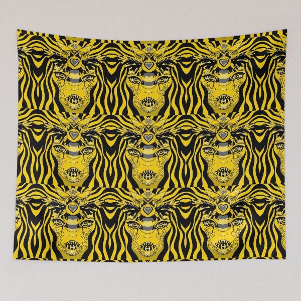 Item preview, Queen Bee Fantasy surreal artwork, yellow and black color. designed and sold by La Loca.