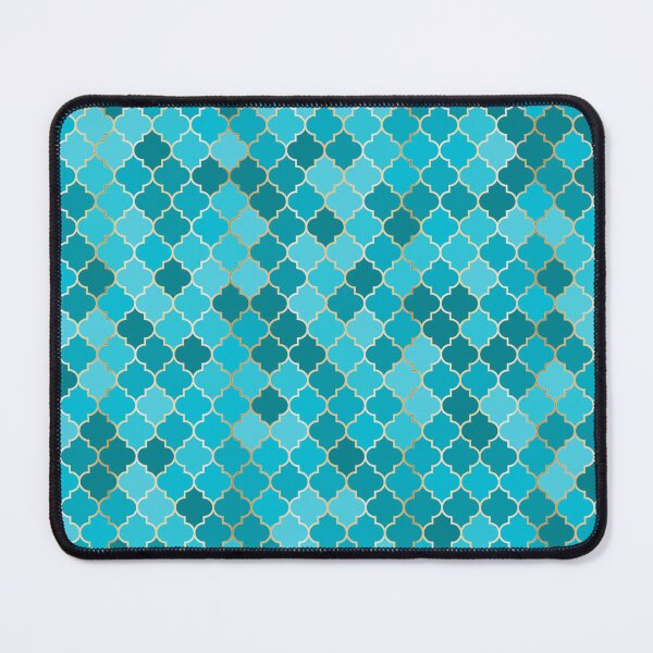 Item preview, Moroccan or Turkish tile mosaic motif, gold and blue pattern. designed and sold by sunward.