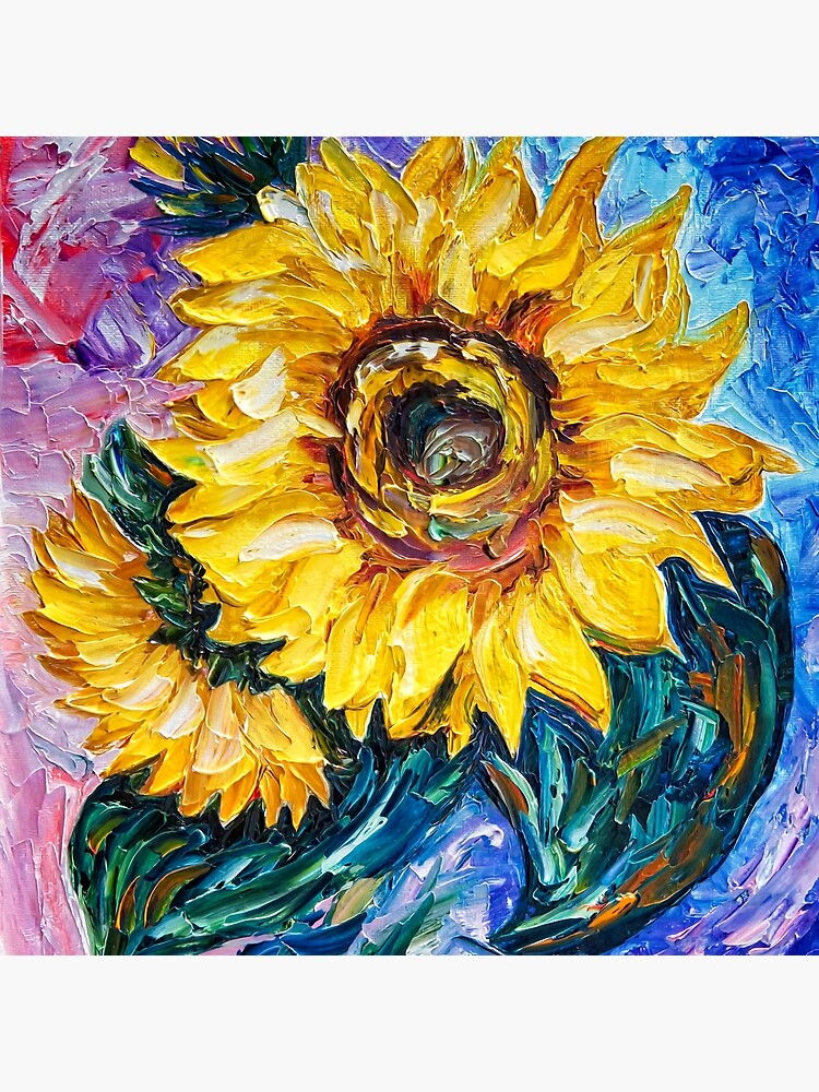 Outlet SOLD Original painting. Sunflowers Landscape. Textured Palette Knife Acrylic