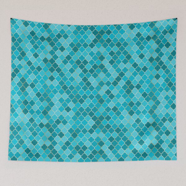 Item preview, Moroccan or Turkish tile mosaic motif, gold and blue pattern. designed and sold by sunward.