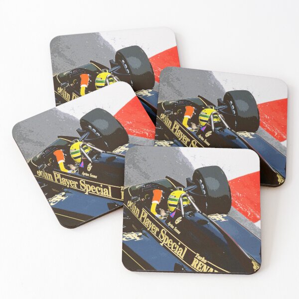 Item preview, Ayrton Senna racing his 1985 97T F1 racecar from above abstract oil watercolor designed and sold by Rodissimus1984.