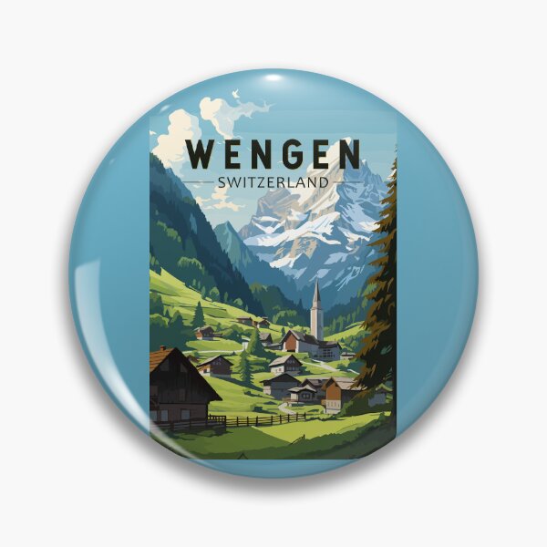 Item preview, Wengen Switzerland Travel Art Vintage designed and sold by KrisSidDesigns.