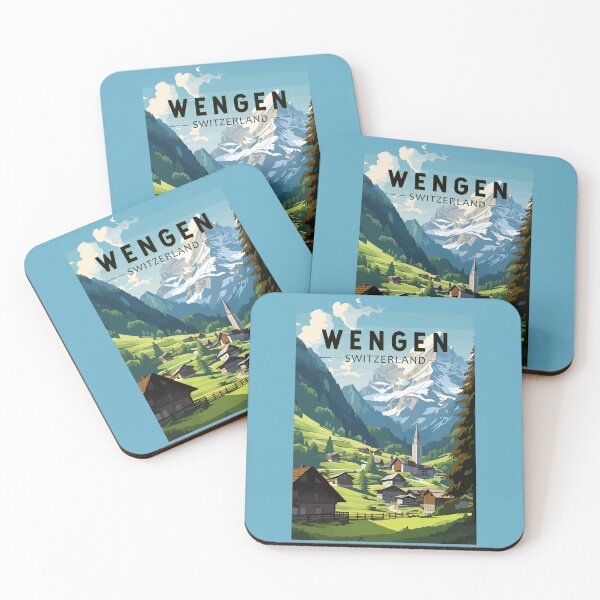 Item preview, Wengen Switzerland Travel Art Vintage designed and sold by KrisSidDesigns.