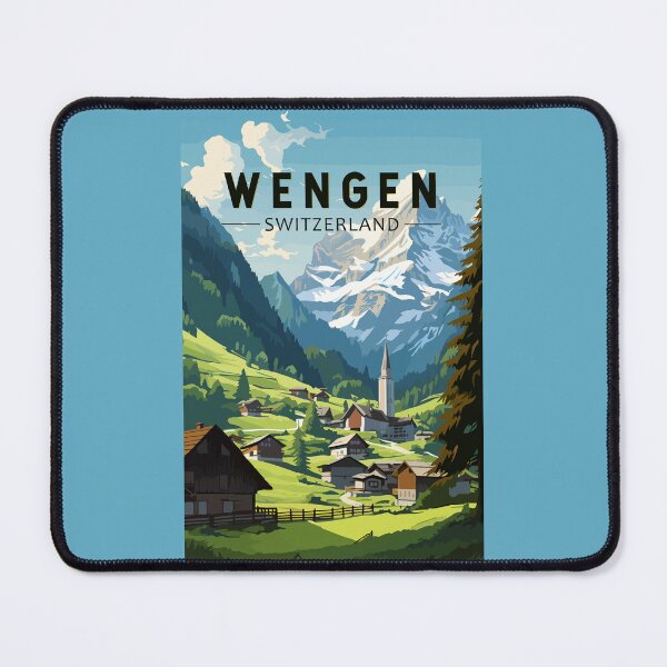 Item preview, Wengen Switzerland Travel Art Vintage designed and sold by KrisSidDesigns.