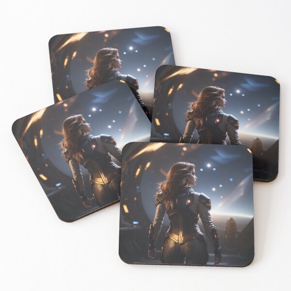 Item preview, Female astronaut with blowing hair - rear view designed and sold by biiid.