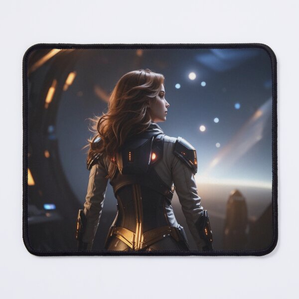 Item preview, Female astronaut with blowing hair - rear view designed and sold by biiid.