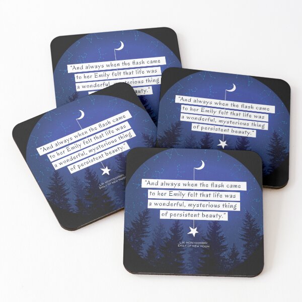 Item preview, Emily of New Moon quote  against the background of the night sky, constellations and spruces designed and sold by EmilyNewMoon.
