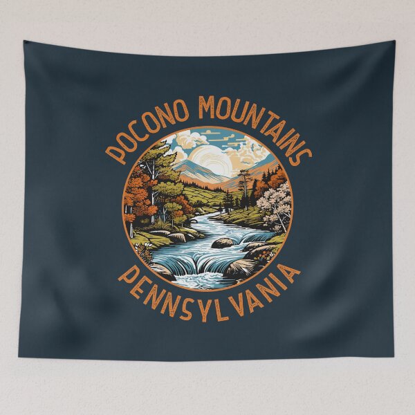 Item preview, Pocono Mountains Pennsylvania Sunset Retro Distressed Circle designed and sold by KrisSidDesigns.