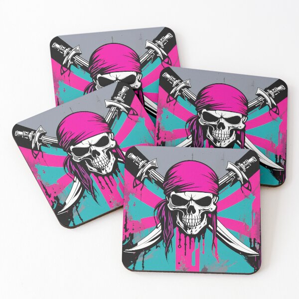 Item preview, Pirate flag neon colors designed and sold by TaevasDesign.