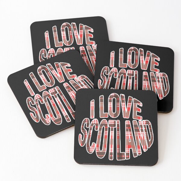 Item preview, I LOVE SCOTLAND Red, Black and White Tartan Colour Typography Design designed and sold by MacPean.