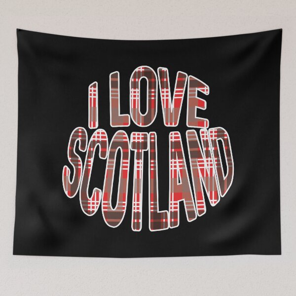 Item preview, I LOVE SCOTLAND Red, Black and White Tartan Colour Typography Design designed and sold by MacPean.