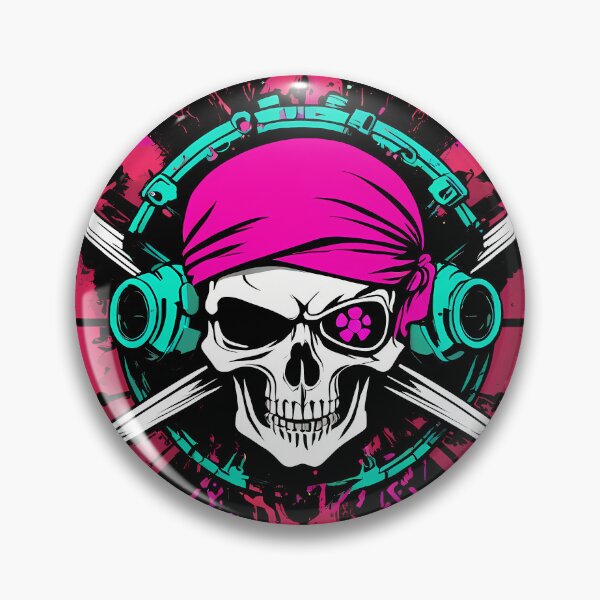 Item preview, Cyberpunk pirate flag neon colors designed and sold by TaevasDesign.