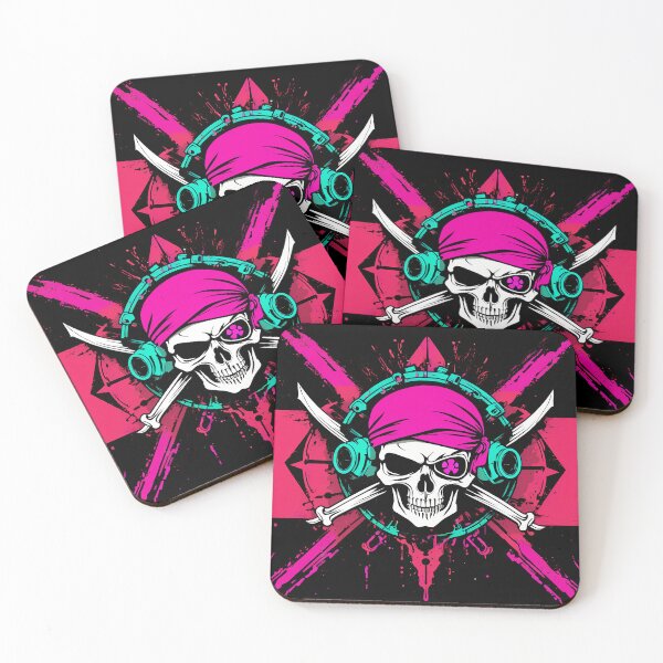 Item preview, Cyberpunk pirate flag neon colors designed and sold by TaevasDesign.