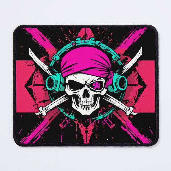 Item preview, Cyberpunk pirate flag neon colors designed and sold by TaevasDesign.