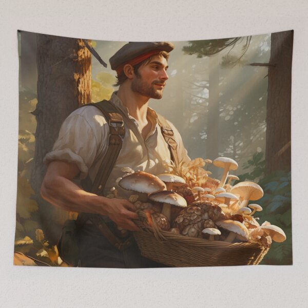Item preview, Mushroom Picker with Basket Vintage designed and sold by Sunmoonlove.