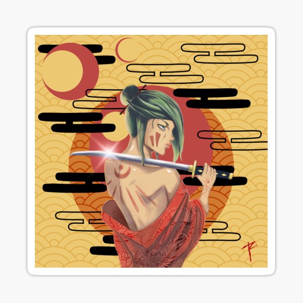 Samurai Girl - Green haired Sticker
