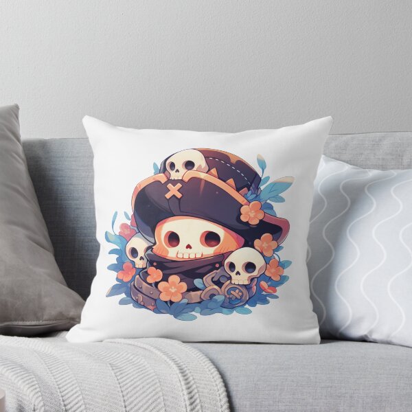 Item preview, Cute Kawaii Halloween Skull Pirate Adventures Skulls and Jolly Rogers designed and sold by CozyKawaiiArt.