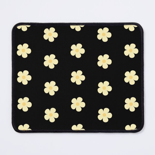 Item preview, Impresión de bloques de flores - Amarillo pálido con fondo negro designed and sold by SemDesigns1.