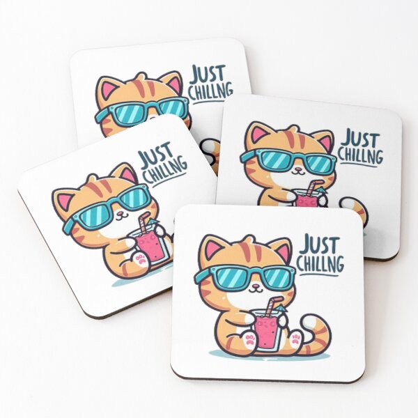 Item preview, Cat with Drink Just Chilling designed and sold by HanaiPrint.