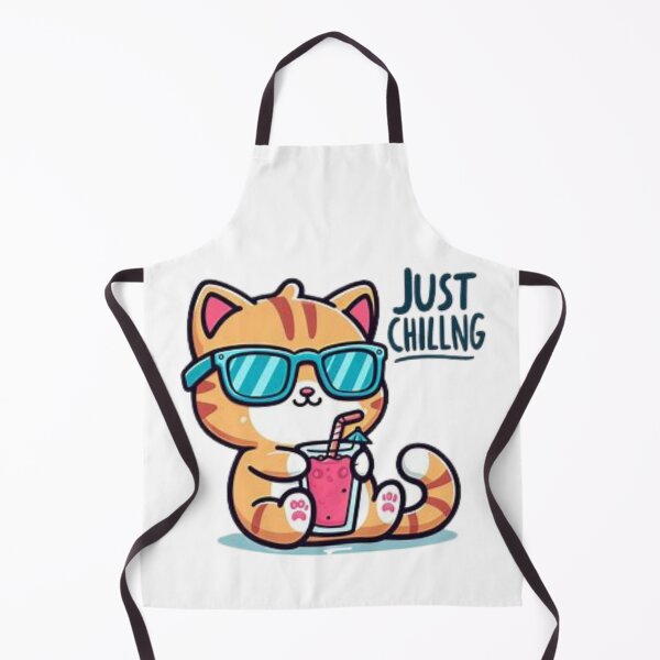 Item preview, Cat with Drink Just Chilling designed and sold by HanaiPrint.