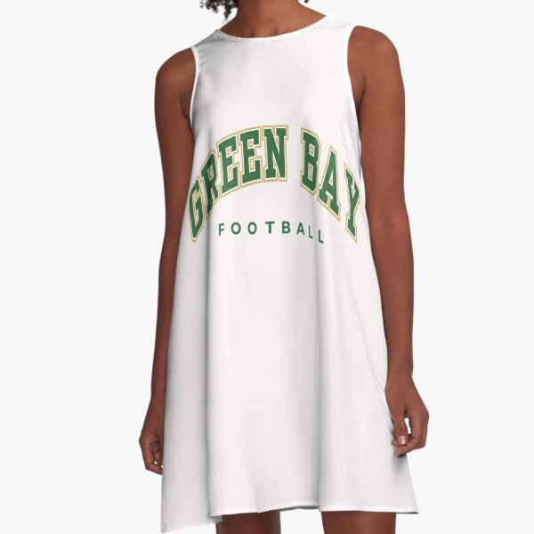 Green Bay Packers Womens Varsity Dress Summer Short Sleeve Casual Tunic  Dress