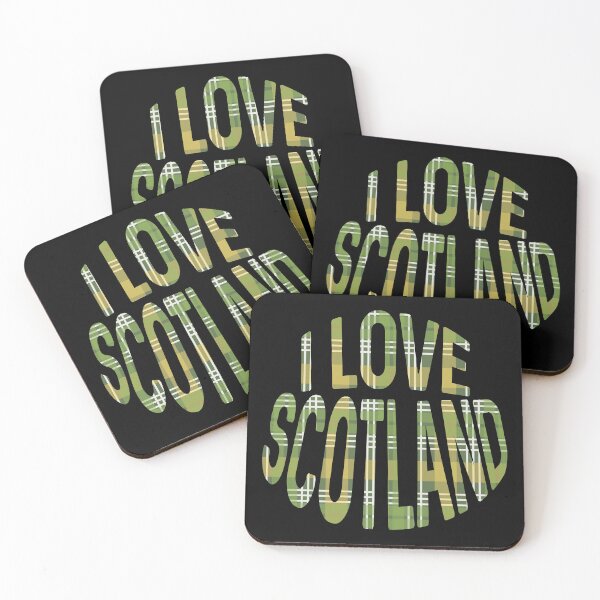 Item preview, I LOVE SCOTLAND Green, White and Yellow Tartan Colour Typography Design designed and sold by MacPean.