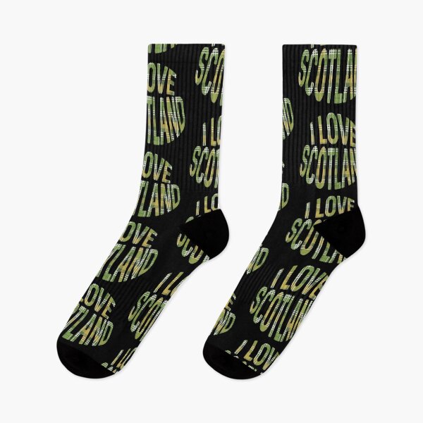 Item preview, I LOVE SCOTLAND Green, White and Yellow Tartan Colour Typography Design designed and sold by MacPean.