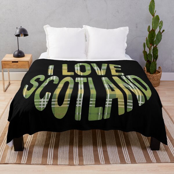 Item preview, I LOVE SCOTLAND Green, White and Yellow Tartan Colour Typography Design designed and sold by MacPean.