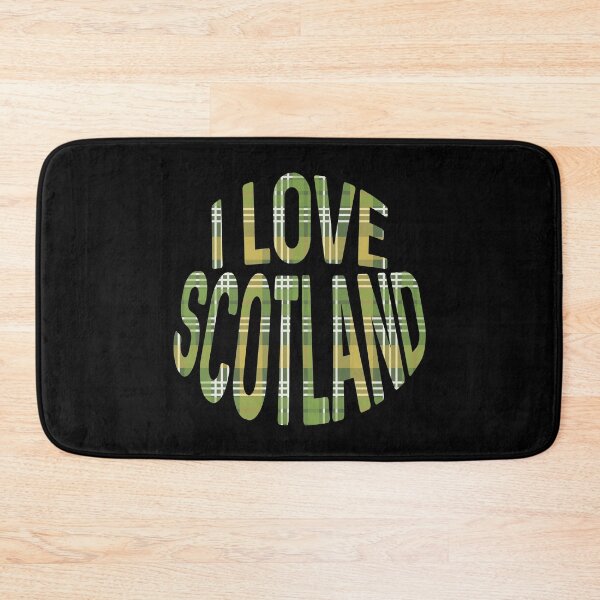 Item preview, I LOVE SCOTLAND Green, White and Yellow Tartan Colour Typography Design designed and sold by MacPean.