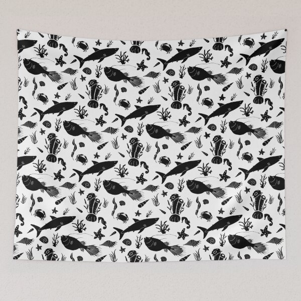 Item preview, texture pattern with fish and sea animals. designed and sold by haagin.