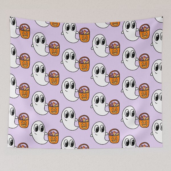 Item preview, Cute Cartoon Ghost with Trick or Treating Candy Bucket, made by EndlessEmporium designed and sold by EndlessEmporium.