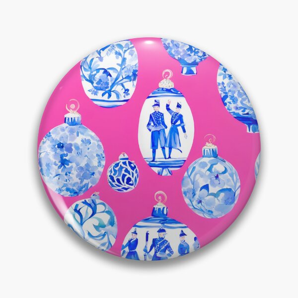 Item preview, Chinoiserie Christmas Baubles on Hot Pink designed and sold by SophieClimaArt.