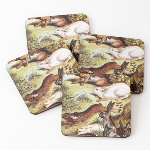 Item preview, Rabbits and Hares in Grass Vintage Chromolithograph Painting Animal Lover Gift designed and sold by ElegantTeaTime.