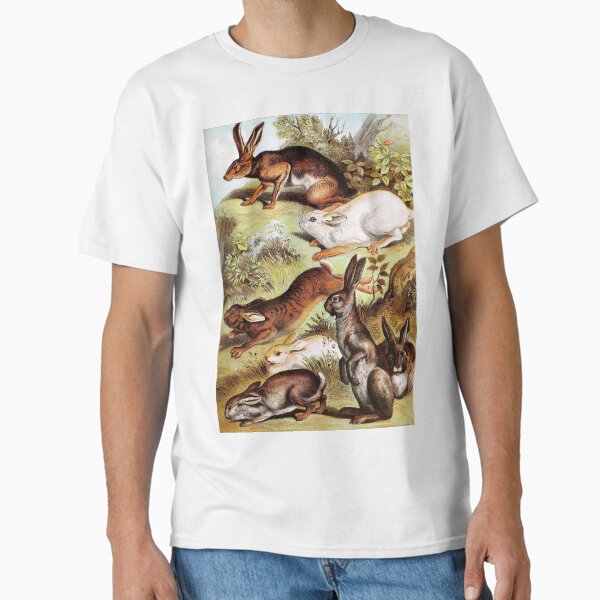 Item preview, Rabbits and Hares in Grass Vintage Chromolithograph Painting Animal Lover Gift designed and sold by ElegantTeaTime.