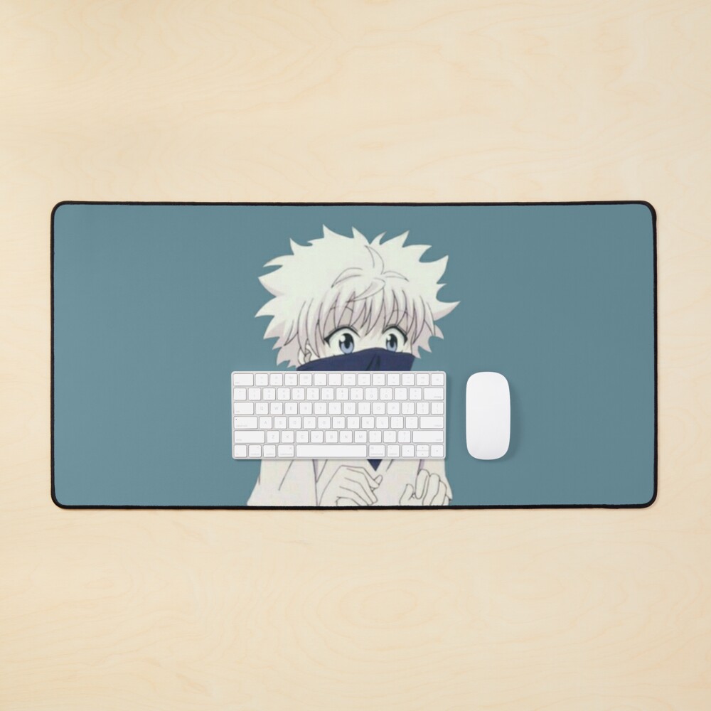 Killua character from hunter x hunter on a study table with books and  notebook