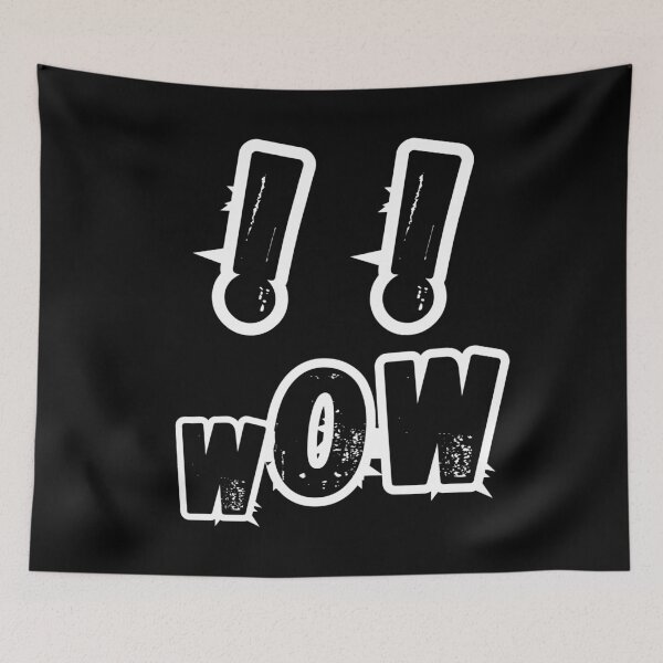 Item preview, Wow, screaming face, black exclamation points with white outlines on a black background designed and sold by SplashTastic.