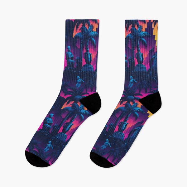 Item preview, Vaporwave palm trees and statues - Seamless Pattern designed and sold by IntristedAI.