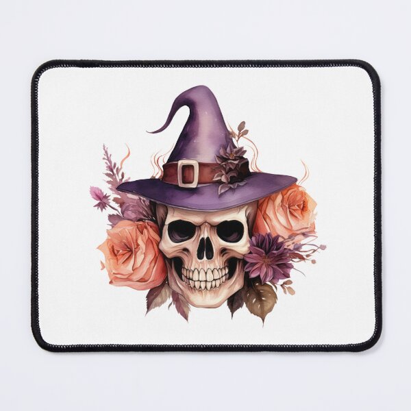Item preview, Happy Halloween scull with witch hat Watercolor digital painting designed and sold by tiana-geo.