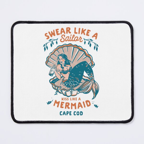 Item preview, Kiss Like A Mermaid: Retro Cape Cod, Massachusetts Nautical Mermaid Decor designed and sold by The Whiskey Ginger Design Shop.