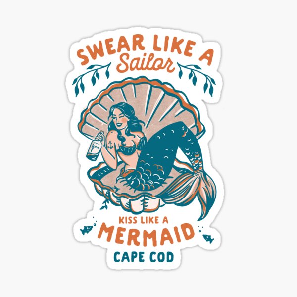 Item preview, Kiss Like A Mermaid: Retro Cape Cod, Massachusetts Nautical Mermaid Decor designed and sold by The Whiskey Ginger Design Shop.