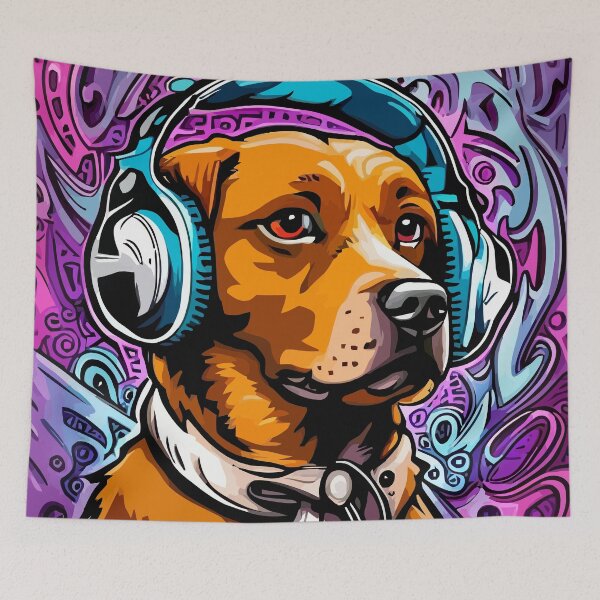 Item preview, Cute Dog Rocking Headphones designed and sold by javaoverride.