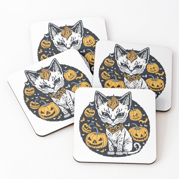 Item preview, Cat with Halloween pumpkins designed and sold by elchicodelab.