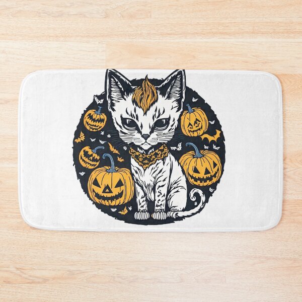 Item preview, Cat with Halloween pumpkins designed and sold by elchicodelab.