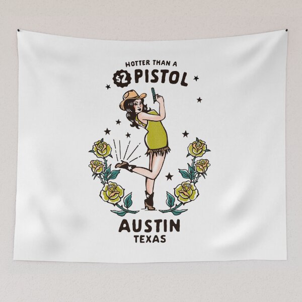 Item preview, Cool Austin, Texas Western Cowgirl. Funny Retro Vintage Texas Cowboy Art designed and sold by The Whiskey Ginger Design Shop.