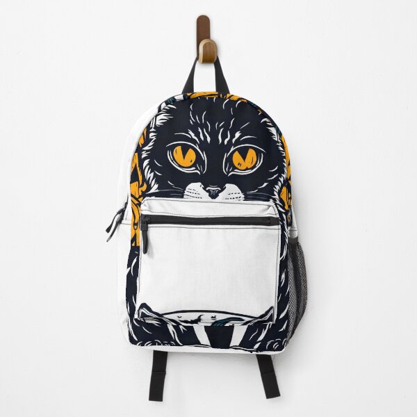 Item preview, Black Cat with Halloween Pumpkins and Bats designed and sold by elchicodelab.
