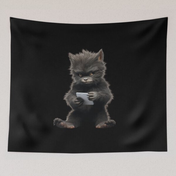 Item preview, HALLOWEEN CUTE BABY WEREWOLF PLAYING GAME ON THE PHONE designed and sold by justyna-s28.