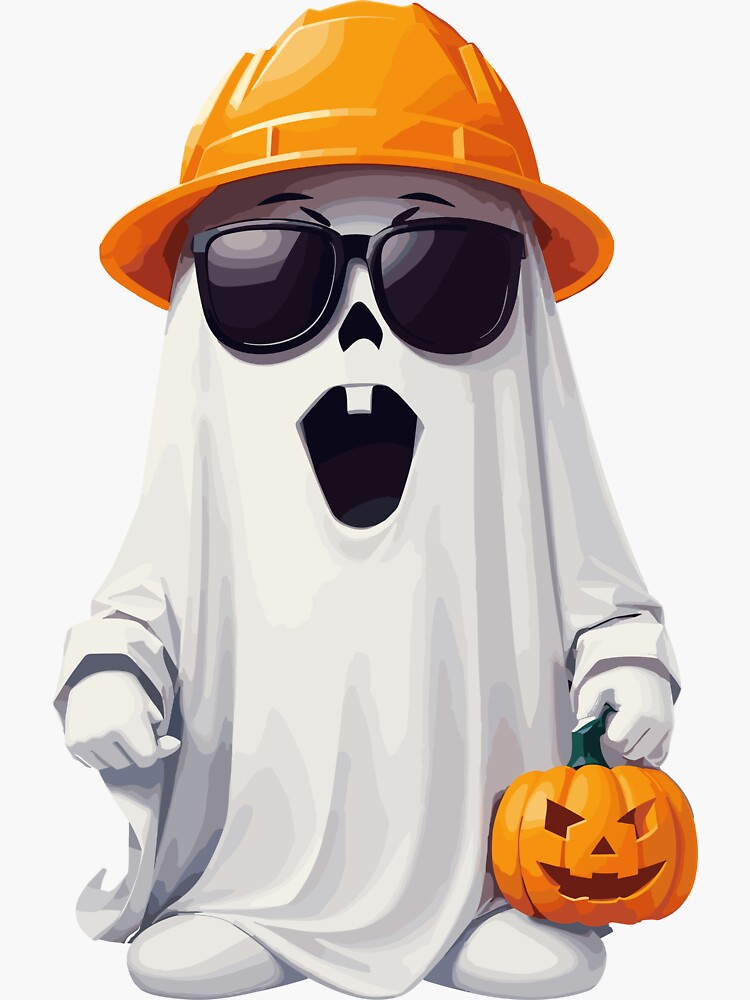 Halloween seguro, construcción de casco, divertido disfraz de fantasma |  Pegatina